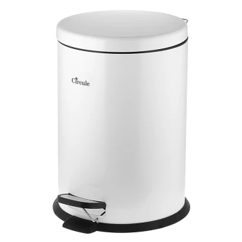 سطل زباله پدالی سرکوله 20 لیتری تمام سفید درب آرام بند